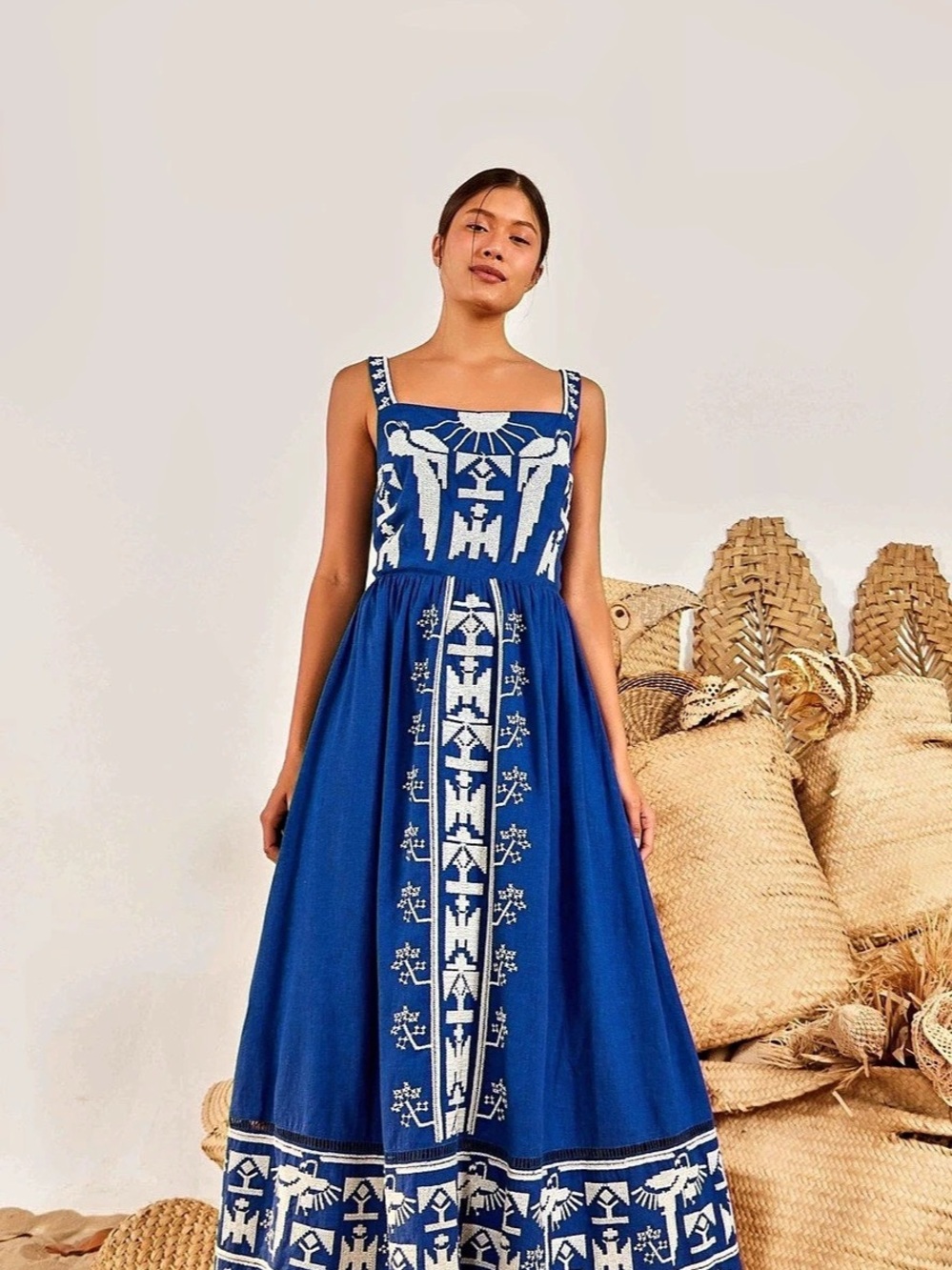 NWT Farm Rio Macaw Embroidered Maxi Dress